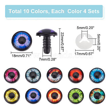 Pandahall Elite 40 ensembles 10 couleurs yeux de poupée en plastique(DOLL-PH0001-28)-2