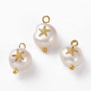 Golden Seashell Color Nuggets Keshi Pearl Pendants