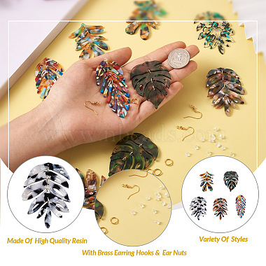 DIY Monstera Leaf Dangle Earring Making Kits(DIY-BY0001-38)-4