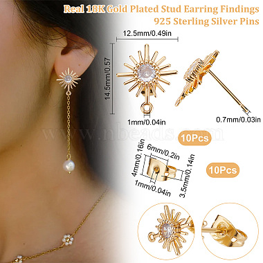 10Pcs Brass Micro Pave Clear Cubic Zirconia Stud Earring Findings(KK-BBC0003-27)-2