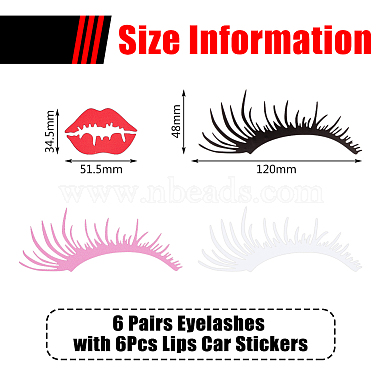 6 Sets 3 Colors PVC Eyelashes & Lips Car Decorative Stickers(DIY-FH0006-46)-3