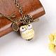 Owl Porcelain Alloy Pendant Necklaces(NJEW-E073-04D)-1