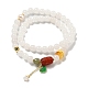 Round Natural White Jade Beaded Wrap Bracelets(BJEW-M315-07)-1