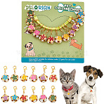 Iron with Enamel Sakura Flower Bell Pendant Decorations, Clip-on Charms, with Zinc Alloy Lobster Claw Clasps, Mixed Color, 33mm, 6 colors, 2pcs/color, 12pcs/set(HJEW-PH01583)