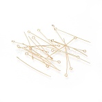 304 Stainless Steel Eye Pins, Real 18K Gold Plated, 45x3mm, Hole: 1.8mm, Pin: 0.7mm(STAS-G205-02A-G)