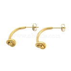 Ion Plating(IP) 304 Stainless Steel Stud Earrings, knot, Real 18K Gold Plated, 30x21.5mm(EJEW-H013-20G)