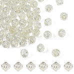 60Pcs Lantern Plating Transparent Acrylic Beads, Silver Metal Enlaced, Clear, 14mm, Hole: 1.6~1.8mm(PACR-YW0001-52)