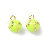 Brass Enamel Pendants, Tennis Ball Charms, Rack Plating, Cadmium Free & Lead Free, Real 18K Gold Plated, Green Yellow, 9x7mm, Hole: 1.2mm(KK-I476-28B-G03)