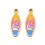 304 Stainless Steel with Enamel Big Pendants, Surfboard Charms, Ion Plating(IP), Golden, Colorful, 17x6x1.5mm, Hole: 1.5mm(SA-CBAA937-11A-G)