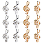 12Pcs 2 Colors Zinc Alloy Lapel Pin Backs for Backpack Clothes, Musical Note, Platinum & Light Gold, 24x11.5mm, 6pcs/color(JEWB-FG0001-86)