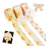 3Rolls 3 Colors Sun Pattern Polyester Ribbon, Clothes Accessories, Mixed Color, 7/8 inch(22mm), 1roll/color(OCOR-TA0003-30)