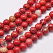 Natural Red Jasper Beads Strands, Round, Grade AB, Red, 4mm, Hole: 1mm, about 95pcs/strand, 15.5 inch(G-F348-02-4mm)