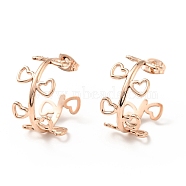 Heart Wrap Stud Earrings, 304 Stainless Steel Half Hoop Earrings for Women, Rose Gold, 20x25x11.5mm, Pin: 0.8mm(EJEW-G293-04RG)