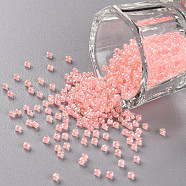 11/0 Grade A Round Glass Seed Beads, Transparent Inside Colours, Luster Plated, Light Salmon, 2.3x1.5mm, Hole: 1mm, about 48500pcs/pound(SEED-N001-F-232)