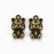 Tibetan Style Alloy Pendants, Cadmium Free & Lead Free, Tiger, Antique Bronze, 17.5x10x5mm, Hole: 1.8mm(TIBEP-N010-021AB-RS)