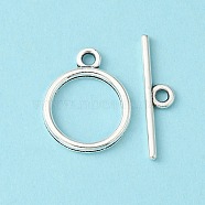 Tibetan Style Toggle Clasps, Lead Free and Cadmium Free, Rondelle, Antique Silver, Size: Ring: about 15mm in diameter, 2mm thick, hole: 2mm, Bar: 21mm long, hole: 2mm(TIBEP-A12208-S-LF)
