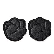 Computerized Embroidery Imitation Leather Self Adhesive Patches, Stick On Patch, Costume Accessories, Appliques, Flower, Black, 45x41x2mm(DIY-G031-01A)