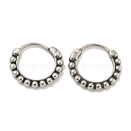 316 Surgical Stainless Steel Hoop Earrings, Flat Round, Antique Silver, 15x16mm(EJEW-D096-12AS-06)