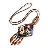 Colorful Woven Shells Boho Boho Pendant Necklaces for Women, with Hemp Ropes(KH6555-2)