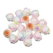 Luminous Opaque Resin Decoden Cabochons, Glow in the Dark Flower with Glitter Powder, Mixed Color, 9.5x10x5mm(RESI-D013-09B)