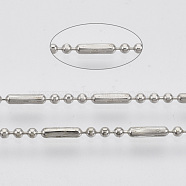 Brass Ball Chains, Ball & Bar Faceted Beaded Chains, Long-Lasting Plated, Soldered, with Spool, Cadmium Free & Nickel Free & Lead Free, Platinum, 5.8x1.4mm and 1.4mm, about 301.83 Feet(92m)/roll(CHC-S008-008A-P)