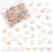 640Pcs 4 Style Brass Cabochons, Nail Art Decoration Accessories for Women, Bee & Hexagon, Platinum & Golden, 5x6x0.1mm and 5x5x0.1mm, 160pcs/style(MRMJ-OC0003-26)