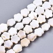 Natural Freshwater Shell Beads Strands, Flower, Bisque, 6x6x2mm, Hole: 0.7mm, about 68pcs/strand, 15.16 inch~15.55 inch(38.5~39.5cm)(X-SHEL-N027-02)