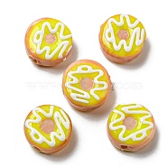 Handmade Lampwork Enamel Beads Strands, Donut, Yellow, 15.5x7~8.5mm, Hole: 1.5mm, about 25pcs/strand(LAMP-A001-F04)