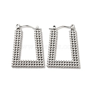 304 Stainless Steel Trapezoid Hoop Earrings for Women, Stainless Steel Color, 27.5x20x1.5mm, Pin: 0.7mm(EJEW-K243-08P)