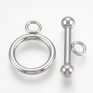 304 Stainless Steel Toggle Clasps, Ring, Stainless Steel Color, Ring: 19x14x2mm, Hole: 3mm, Bar: 21x8x4.5mm, Hole: 3mm(STAS-S103-05)