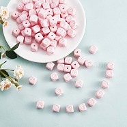 20Pcs Pink Cube Letter Silicone Beads 12x12x12mm Square Dice Alphabet Beads with 2mm Hole Spacer Loose Letter Beads for Bracelet Necklace Jewelry Making, Letter.F, 12mm, Hole: 2mm(JX435F)