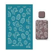 Polyester Silk Screen Printing Stencil, Reusable Polymer Clay Silkscreen Tool, for DIY Polymer Clay Earrings Making, Cactus, 11x6.5cm(PW-WG41772-08)