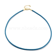 Braided Round Imitation Leather Bracelets Making, with Golden Tone Stainless Steel Lobster Claw Clasps, Deep Sky Blue, 17-1/8 inch(43.6cm)(BJEW-H610-01G-13)