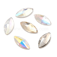 K5 Glass Rhinestone Cabochons, Flat Back & Back Plated, Faceted, Horse Eye, Mixed Color, 15x7x4.5mm(RGLA-N002-07A)