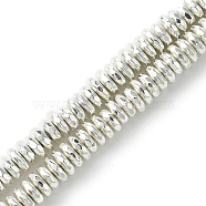 Electroplated Synthetic Non-Magnetic Hematite Beads Strands, Faceted, Disc, Heishi Beads, Silver Plated, 5.5x2mm, Hole: 1mm, about 193pcs/strand, 15.35''(39cm)(G-H020-E01-04)