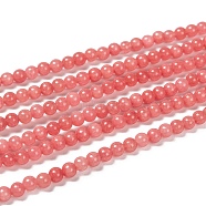 Natural Malaysia Jade Bead Strands, Round Dyed Beads, Light Coral, 4mm, Hole: 1mm, about 90pcs/strand, 14.8 inch(X-G-M101-4mm-04)