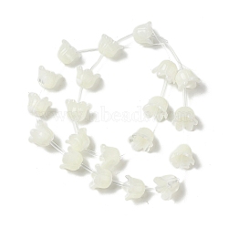 Natural Trochid Shell/Trochus Shell Bead Caps, 6-Petal, Lily of the Valley, Creamy White, 8x11x8mm, Hole: 1mm(BSHE-B005-03)