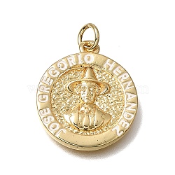 Alloy Enamel Pendants, Round with Jose Gregorio Hernandez Charms, Rack Plating, Long-Lasting Plated, Cadmium Free & Lead Free, Real 18K Gold Plated, White, 20x17.5x2mm, Hole: 3.5mm(AL-CBA29C7-05G-C)