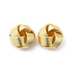 Brass European Beads, Large Hole Beads, Knot, Real 18K Gold Plated, 13.5x9mm, Hole: 4mm(KK-P234-32G)
