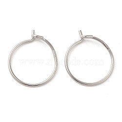 Rhodium Plated 925 Sterling Silver Hoop Earring Findings, Wire Beading Hoop, Wine Glass Charm Rings, with S925 Stamp, Real Platinum Plated, 14x0.7~3mm(STER-Q188-01A-P)