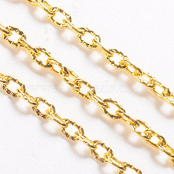 Iron Cable Chains, Textured, Unwelded, with Spool, Oval, Golden Color, 3x2x0.6mm, about 32.8 Feet(10m)/roll(X-CH-0.6YHSZ-G)