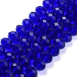 Handmade Imitate Austrian Crystal Faceted Rondelle Glass Beads, Dark Blue, 14x10mm, Hole: 1mm, about 60pcs/strand(X-G02YI0C5)