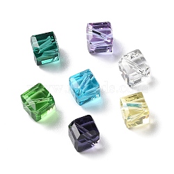 Glass K9 Glass, Imitation Austrian Crystal Beads, Faceted, Square, Mixed Color, 7x7x7mm, Hole: 1mm(GLAA-H024-14)