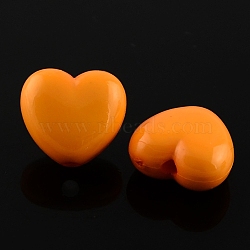 Opaque Acrylic Beads, Heart, Orange, 10x11x6mm, Hole: 2mm, about 1267pcs/500g(SACR-10X11-10)