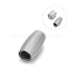 Matte 304 Stainless Steel Barrel Magnetic Clasps with Glue-in Ends, Stainless Steel Color, 14x7mm, Hole: 3mm(STAS-E089-18A)