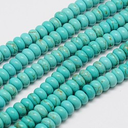 Synthetic Turquoise Beads Strands, Dyed, Rondelle, Turquoise, 6x2.5~3mm, Hole: 1mm, about 115~165pcs/strand, 15~15.5 inch(X-TURQ-G109-6x3mm-06)