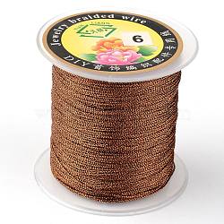 Round Metallic Thread, Embroidery Thread, 3-Ply, Coconut Brown, 0.4mm, about 164.04 yards(150m)/roll(MCOR-L001-0.4mm-16)