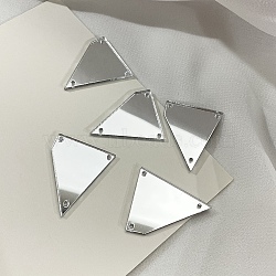 Sew On Mirror Rhinestones, Trapezoid Acrylic Pieces, with Holes for Costume Evening Dresses Clothing Wedding Dress Decoration, Silver, 21x25x1.3mm, Hole: 1.2mm(DIY-WH0304-635I)