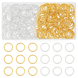 WADORN 200Pcs 2 Colors Iron Textured Jump Rings, Open Jump Rings, for Jewelry Making, Golden & Silver, 19.5x1mm, 18 Gauge, Inner Diameter: 16mm, 100pcs/color(IFIN-WR0001-15)