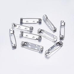 304 Stainless Steel Pin Brooch Back Bar Findings, Stainless Steel Color, 25.5x4.5x6mm, Hole: 2mm, Pin: 0.8mm(STAS-L198-09P)